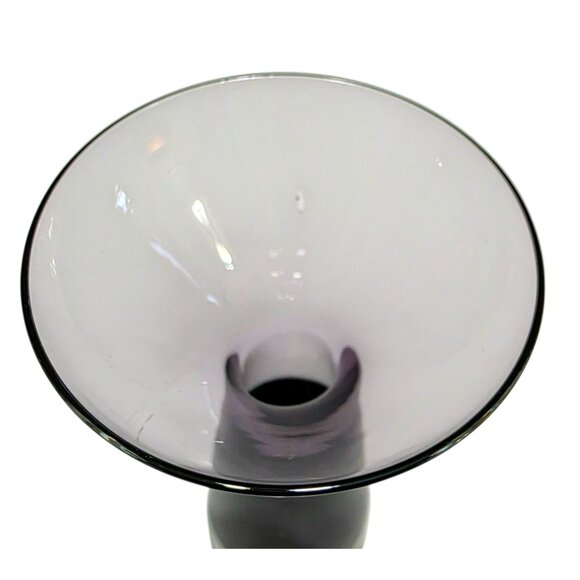 MCM Purple Amethyst Vase Trumpet Scandinavian Art Glass Flare Clear Base 5.75" - Picture 7 of 9